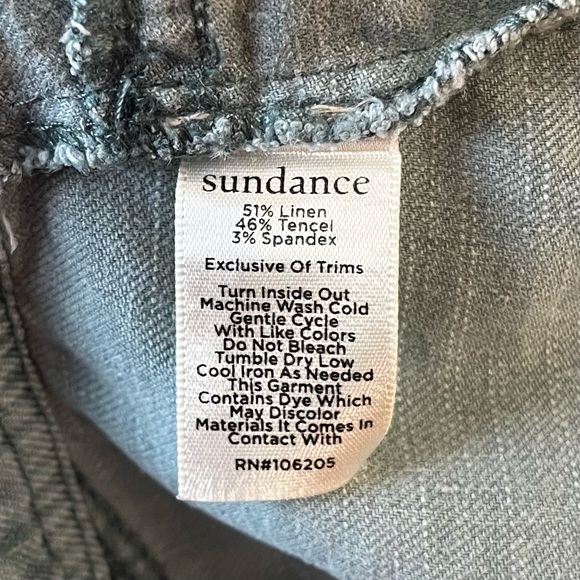 Sundance Pleated Front Exposed Button Linen Tencel Stretch Sage Green Pant Size2 - Picture 7 of 7